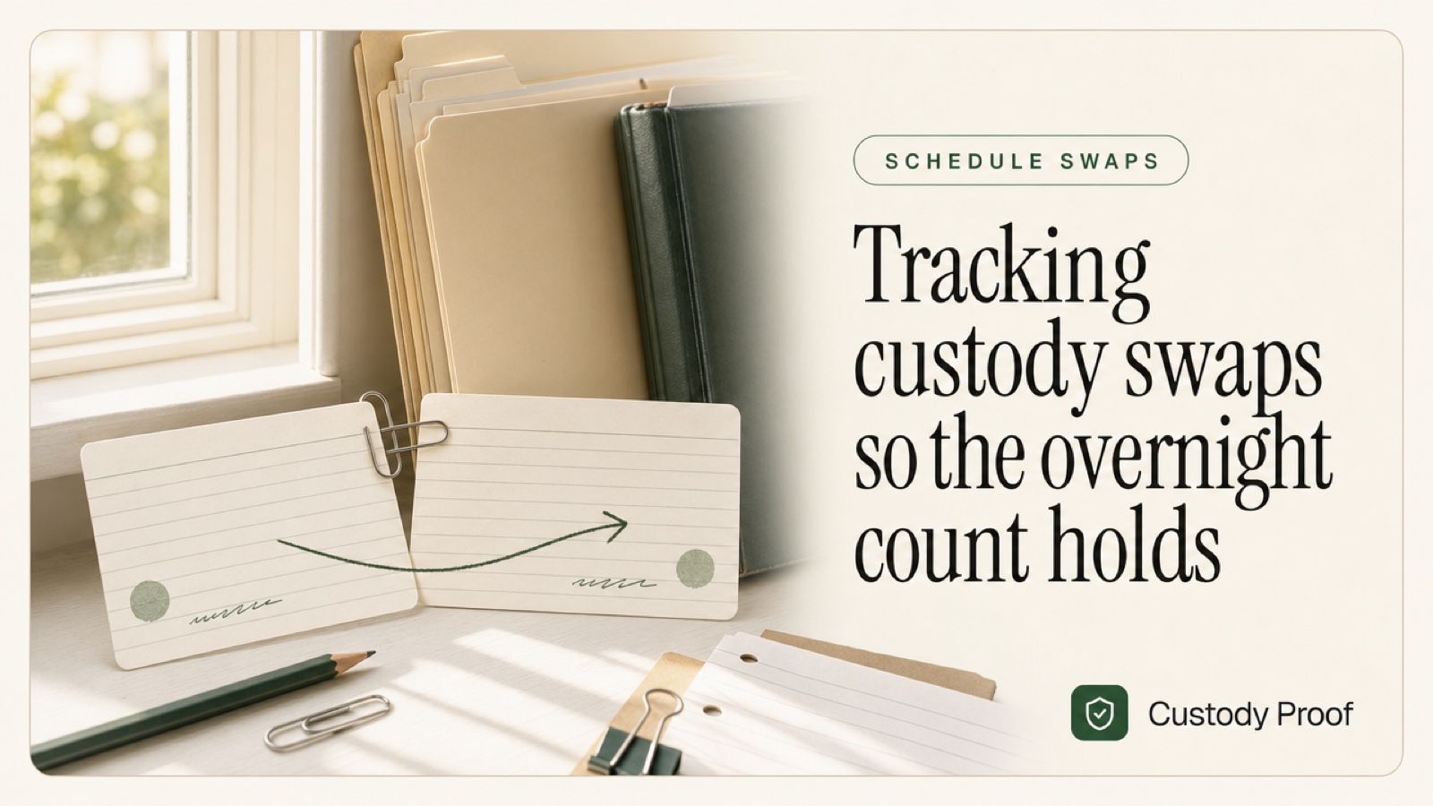 Tracking custody swaps so the overnight count holds