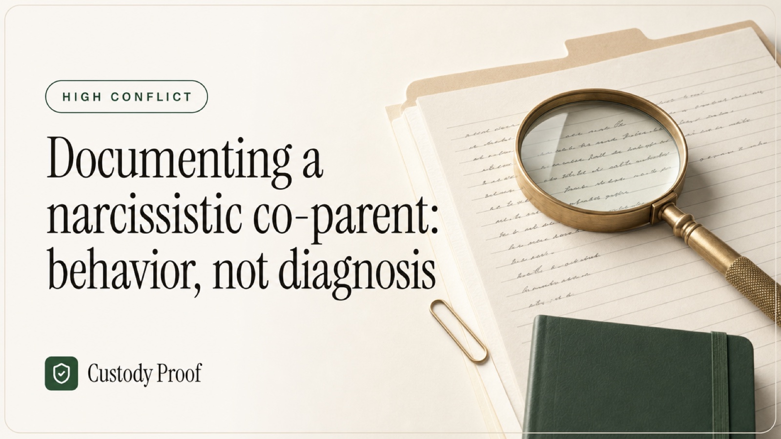 Documenting a narcissistic co-parent: behavior, not diagnosis