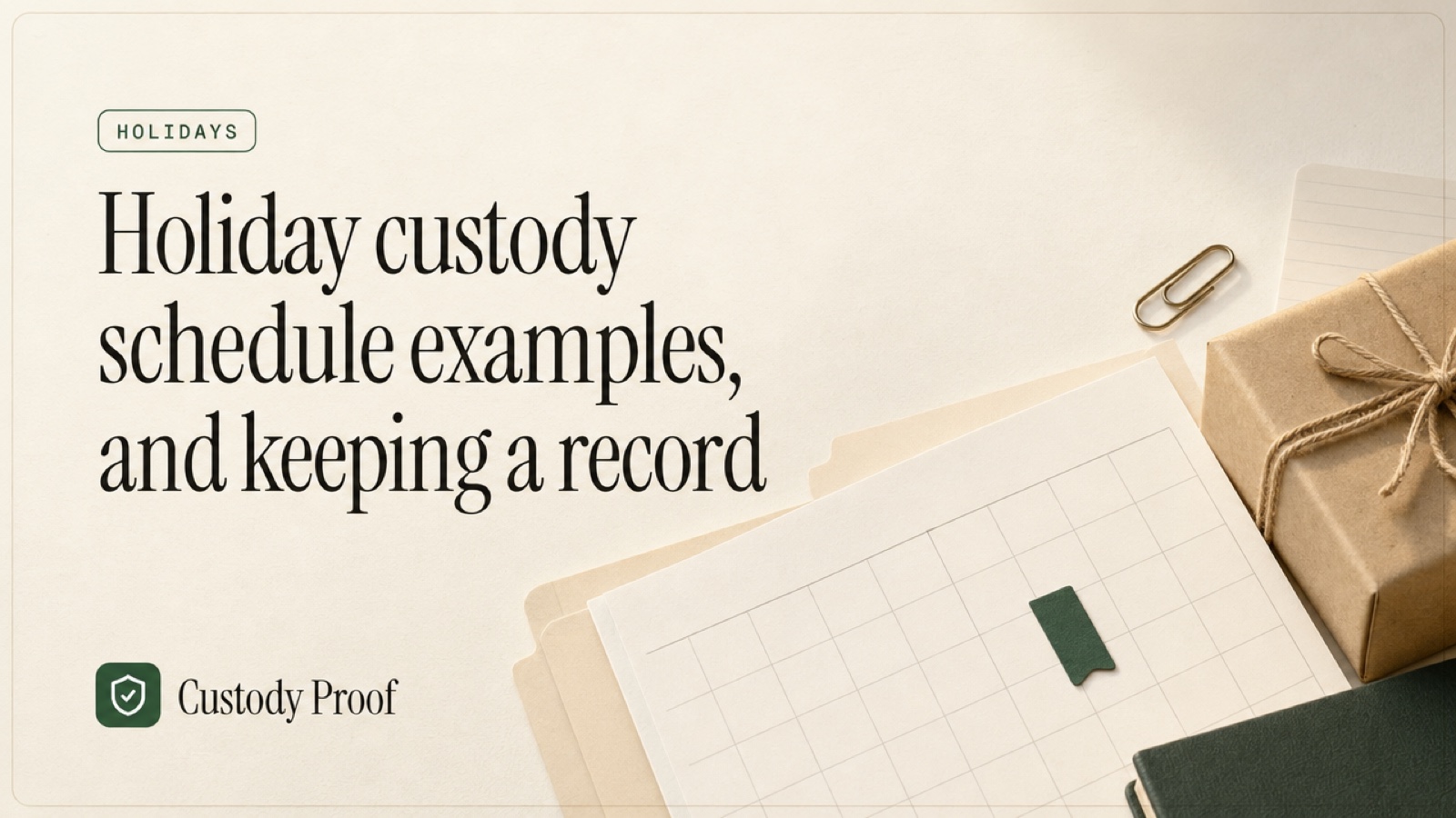 Holiday custody schedule examples, and keeping a record